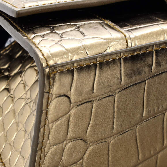 Balenciaga XS Hourglass Top Handle Bag Crocodile Embossed Leather - Picture 6 of 6